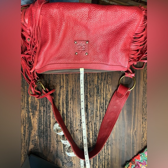 STS Ranchwear Red Fringe Leather Shoulder Bag